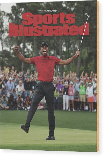 Tiger Woods' Iconic Victory Moment Wood Print