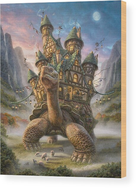 Enchanted Turtle's Journey Wood Print
