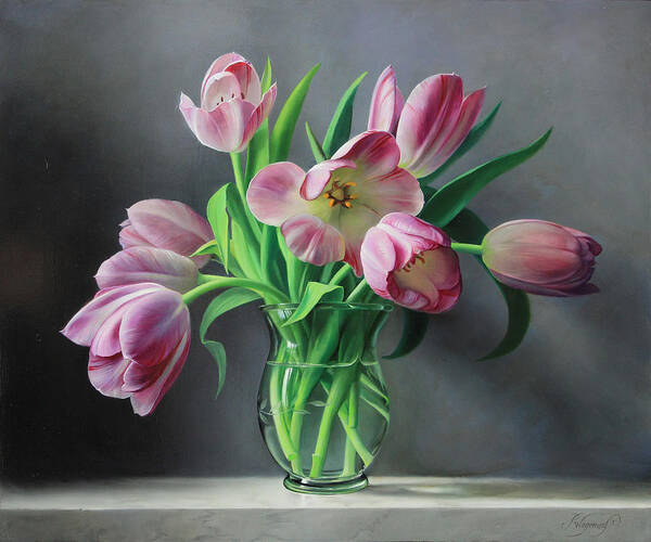 Vase of Pink Tulips Art Print