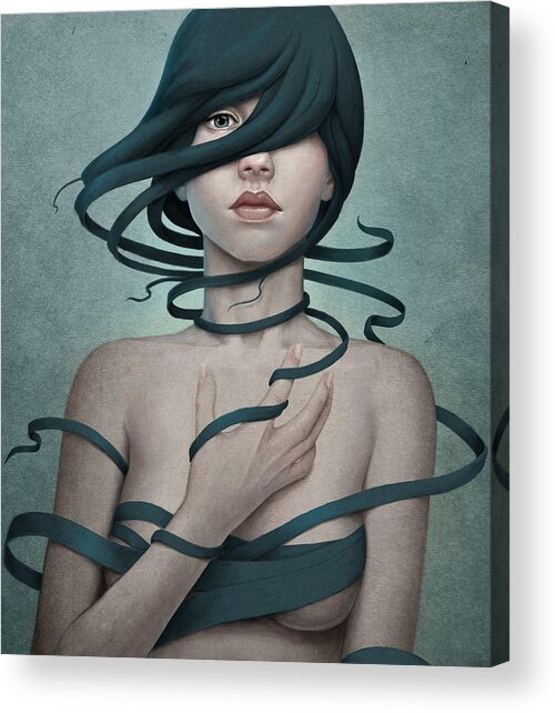Mysterious Ribboned Woman Acrylic Print