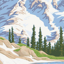 Vintage Mount Rainier Travel Poster by Mitch Frey