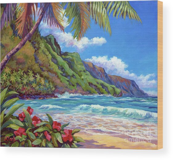 Tropical Paradise with Ocean Waves Wood Print