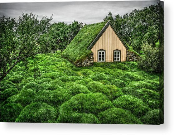 Cozy Grass-Covered Cabin Acrylic Print