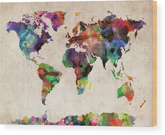 Colorful World Map Wood Print