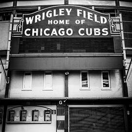 Wrigley Field Chicago Cubs Sign in Black and White by Paul Velgos