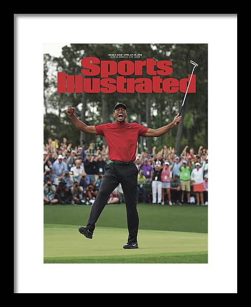 Tiger Woods' Iconic Victory Moment Framed Print